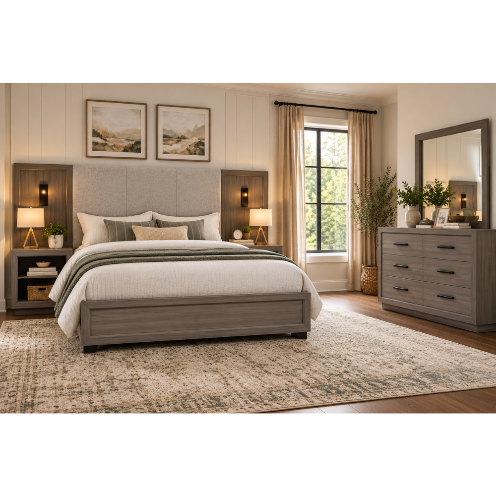 ElementsBedroom Queen With 2 Piers And Nightstands